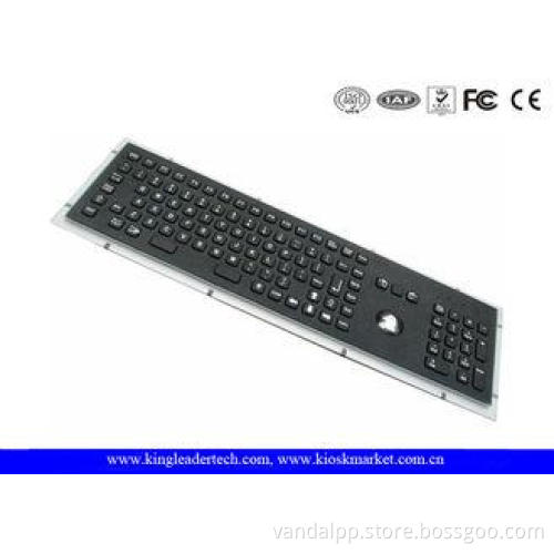 Rugged Panel Mount Black Metal Keyboard With Trackball Func